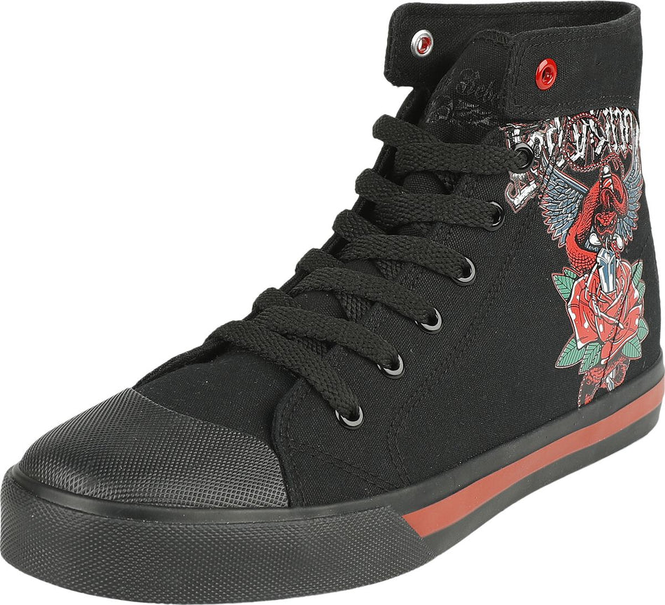 Baskets hautes  de Rock Rebel by EMP - Baskets Imprimé Old School - EU37 à EU38 - pour Femme - noir - Rock Rebel by EMP