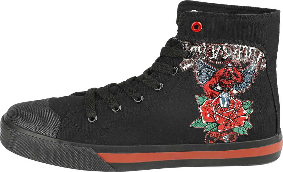 Baskets hautes  de Rock Rebel by EMP - Baskets Imprimé Old School - EU37 à EU38 - pour Femme - noir - Rock Rebel by EMP - View 2