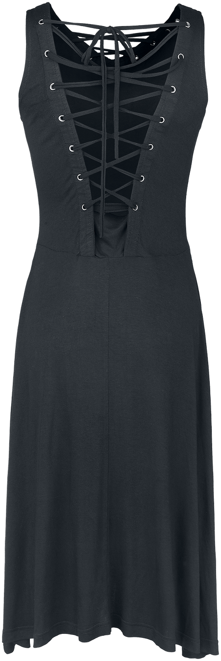 Robe mi-longue Gothic de Gothicana by EMP - Robe avec laçage - L à XXL - pour Femme - noir - Gothicana by EMP - View 2