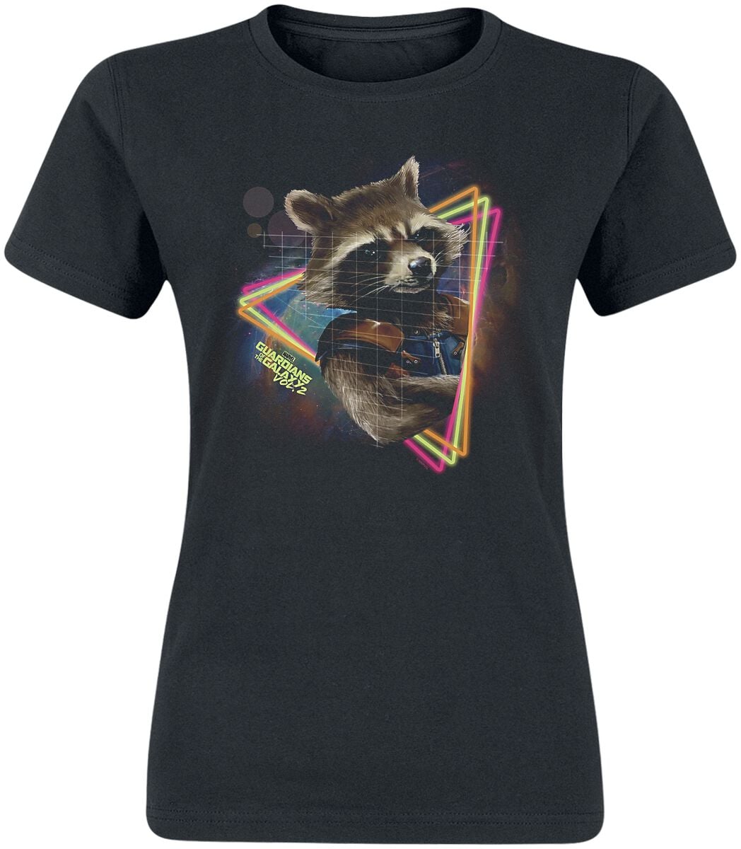 T-Shirt Manches courtes Disney de Les Gardiens De La Galaxie - Neon Rocket - S à XXL - pour Femme - noir - Les Gardiens De La Galaxie