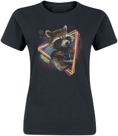 T-Shirt Manches courtes Disney de Les Gardiens De La Galaxie - Neon Rocket - S à XXL - pour Femme - noir - Les Gardiens De La Galaxie