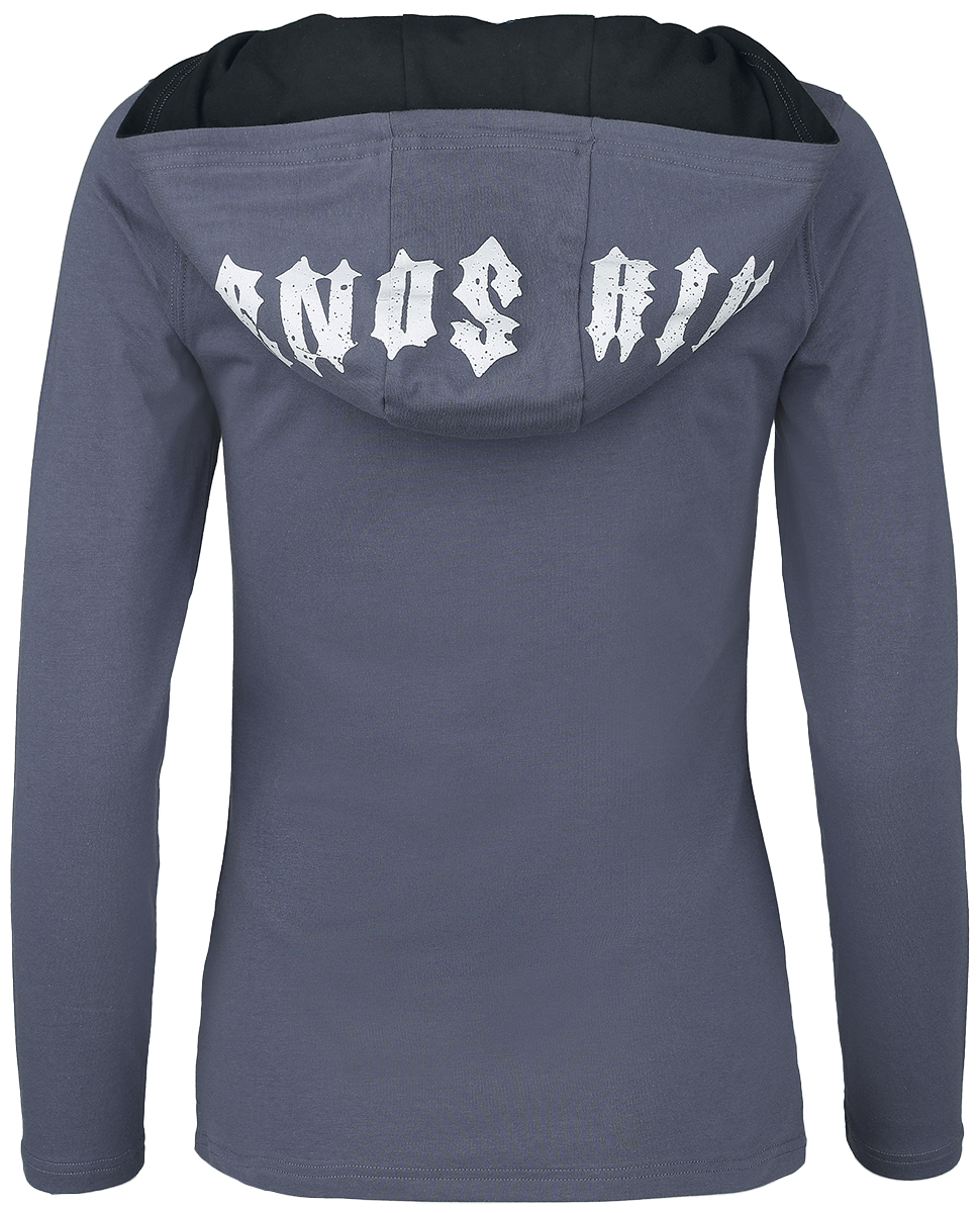 T-shirt manches longues  de Rock Rebel by EMP - Haut Manches Longues à Capuche - S à M - pour Femme - bleu - Rock Rebel by EMP - View 2