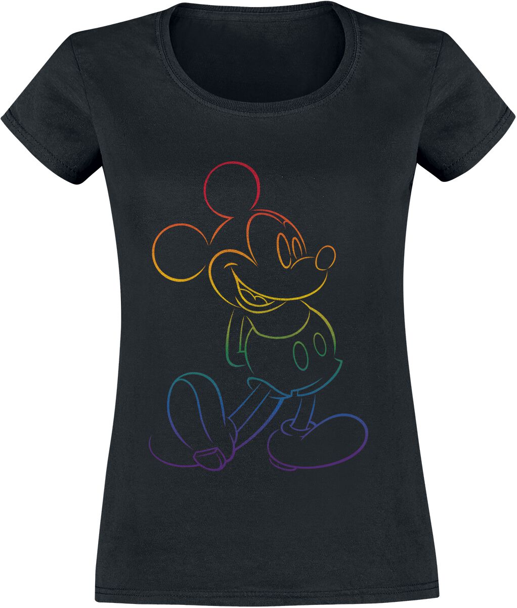 T-Shirt Manches courtes Disney de Mickey & Minnie Mouse - Mickey - Arc-en-Ciel - S à XXL - pour Femme - noir - Mickey & Minnie Mouse