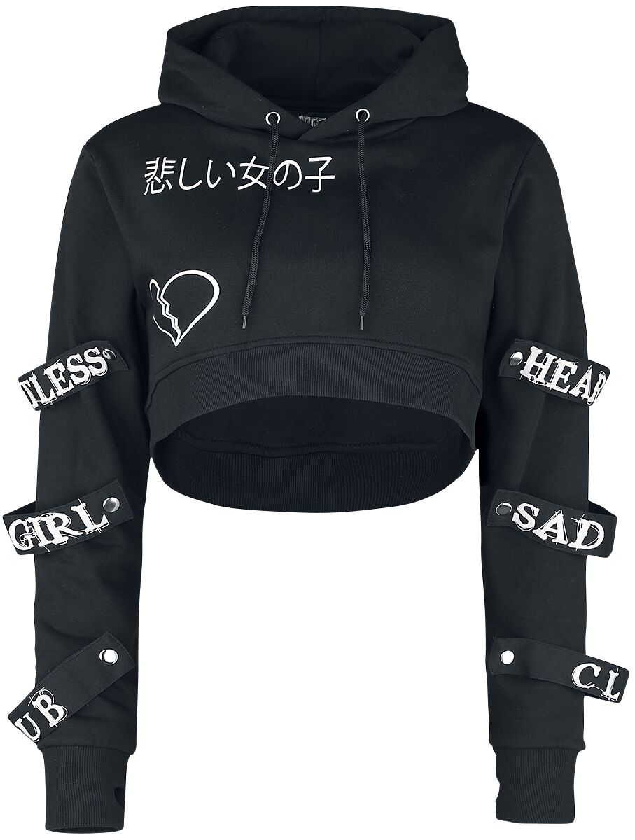 Sweat-shirt à capuche Gothic de Heartless - Sweat à Capuche Sad Girl Club - XS à XXL - pour Femme - noir/blanc - Heartless