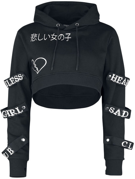 Sweat-shirt à capuche Gothic de Heartless - Sweat à Capuche Sad Girl Club - XS à XXL - pour Femme - noir/blanc - Heartless