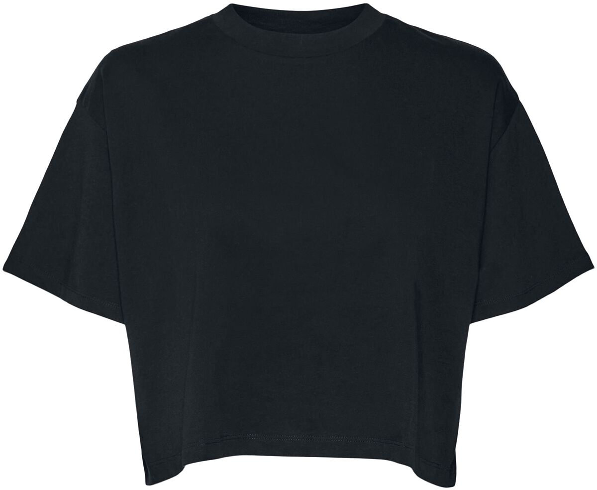 T-Shirt Manches courtes  de Noisy May - NMALENA S/S O-NECK SEMI CROP TOP NOOS - XS à XL - pour Femme - noir - Noisy May