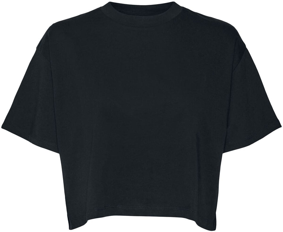 T-Shirt Manches courtes  de Noisy May - NMALENA S/S O-NECK SEMI CROP TOP NOOS - XS à XL - pour Femme - noir - Noisy May