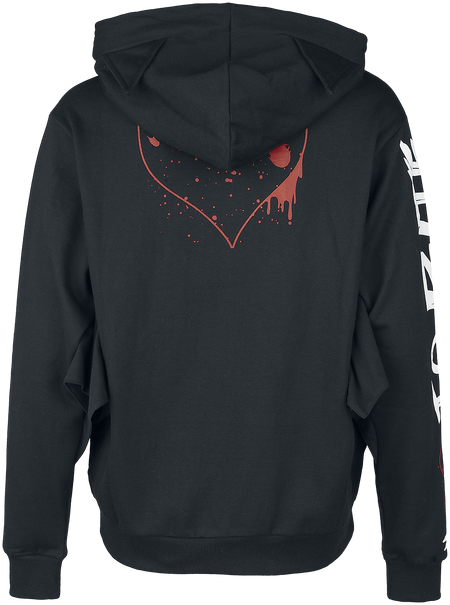 Sweat-shirt zippé à capuche Gothic de Cupcake Cult - Sweat à Capuche Bat Attack - XS à 4XL - pour Femme - noir/rouge/blanc - Cupcake Cult - View 2
