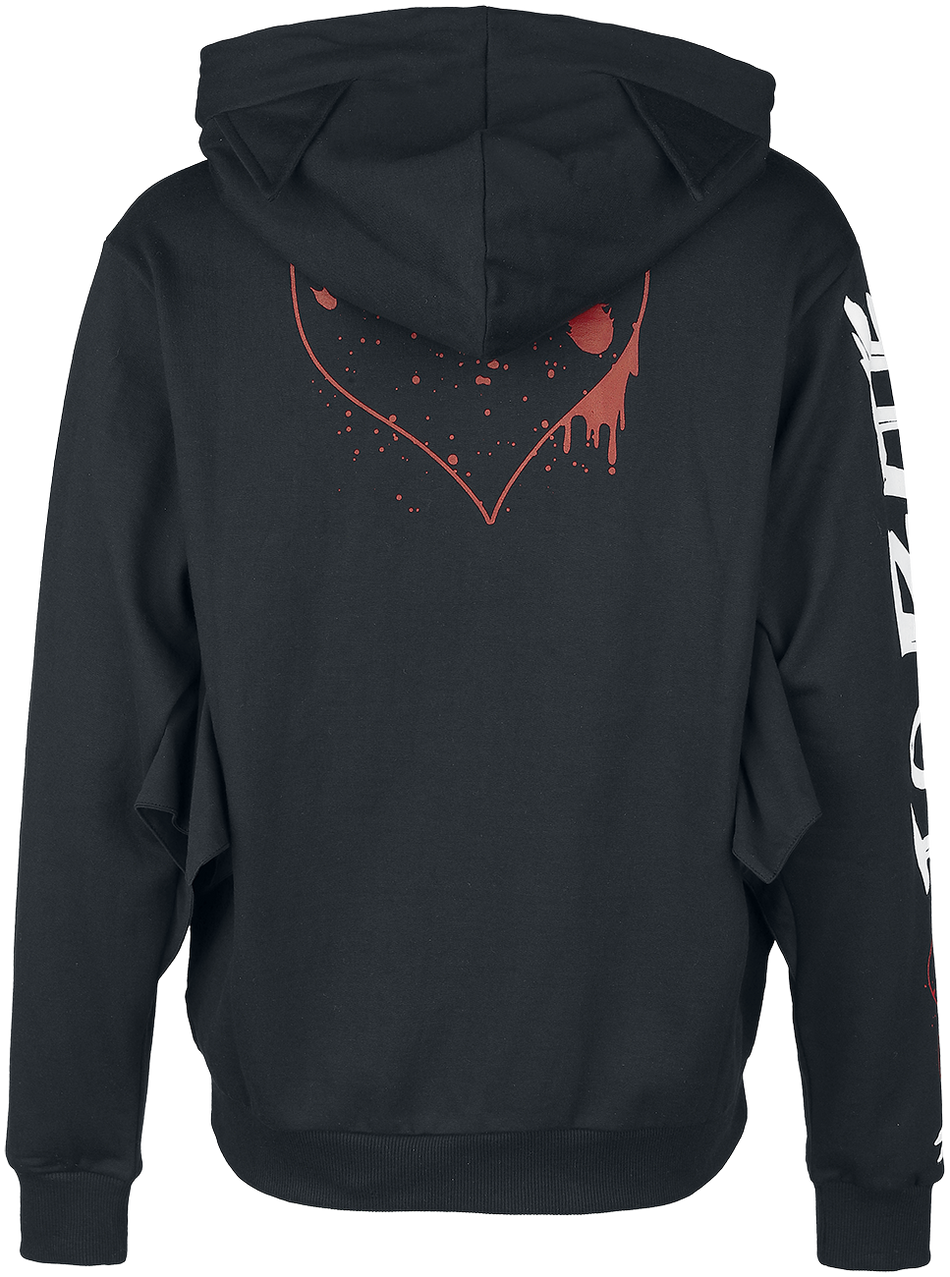 Sweat-shirt zippé à capuche Gothic de Cupcake Cult - Sweat à Capuche Bat Attack - XS à 4XL - pour Femme - noir/rouge/blanc - Cupcake Cult - View 2