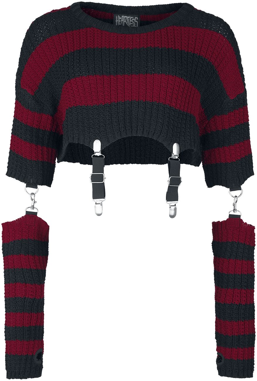 Pull tricoté Gothic de Heartless - Haut Isadora - XS à XXL - pour Femme - noir/rouge - Heartless