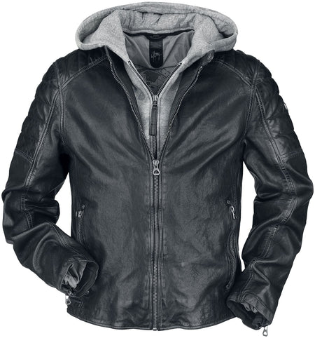 Veste en cuir  de Mauritius - GMORMEY LARETV - S à 3XL - pour Homme - noir/gris - Mauritius