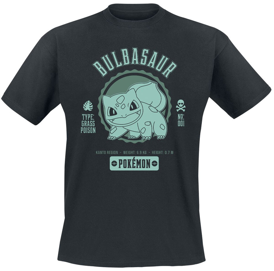T-Shirt Manches courtes Gaming de Pokémon - Bulbizarre - S à XXL - pour Homme - noir - Pokémon
