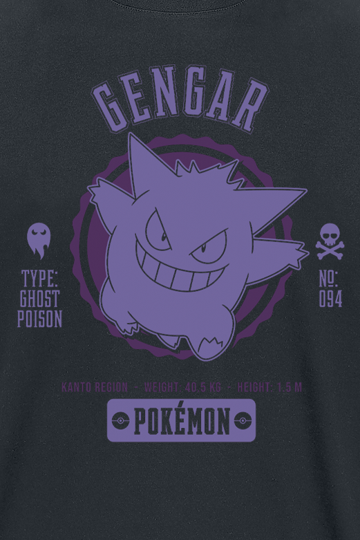 T-Shirt Manches courtes Gaming de Pokémon - Ectoplasma - S à XXL - pour Unisexe - noir - Pokémon - View 2