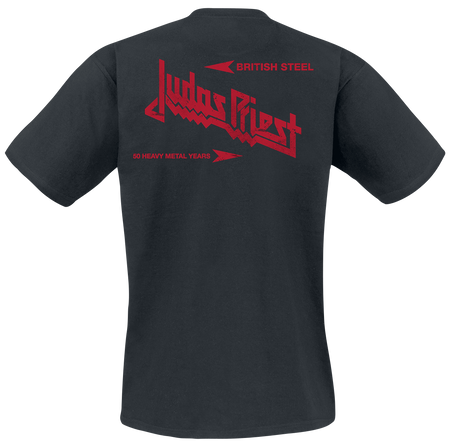 T-Shirt Manches courtes  de Judas Priest - British Steel 50HMY Tour - S à XXL - pour Homme - noir - Judas Priest - View 2