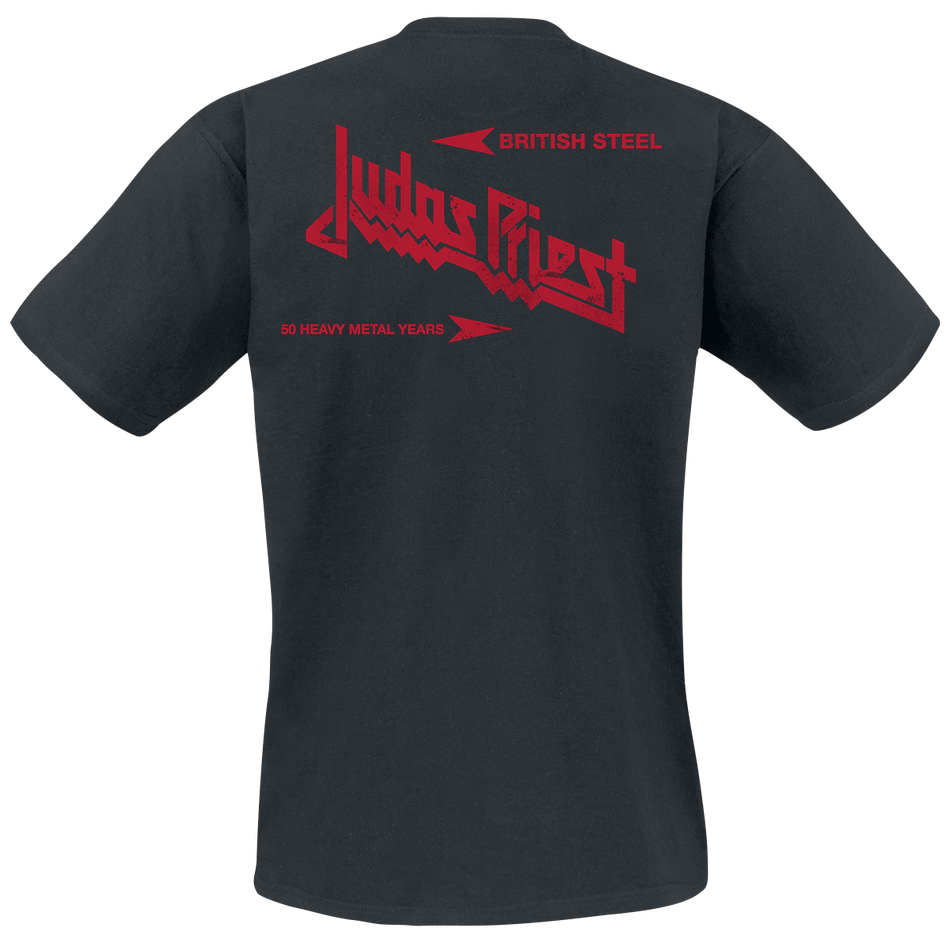 T-Shirt Manches courtes  de Judas Priest - British Steel 50HMY Tour - S à XXL - pour Homme - noir - Judas Priest - View 2