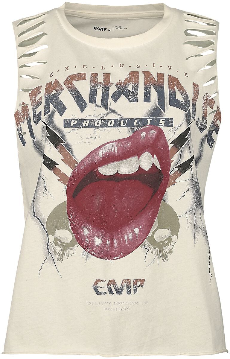Débardeur  de Collection EMP Stage - Tank Top With Vintage Print - XS à XL - pour Femme - blanc - Collection EMP Stage
