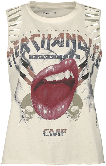 Débardeur  de Collection EMP Stage - Tank Top With Vintage Print - XS à XL - pour Femme - blanc - Collection EMP Stage