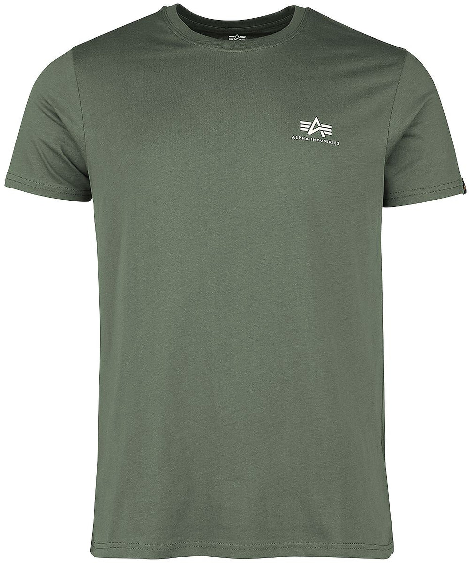 T-Shirt Manches courtes  de Alpha Industries - T-Shirt Basic - Petit Logo - S à XXL - pour Homme - vert - alpha industries