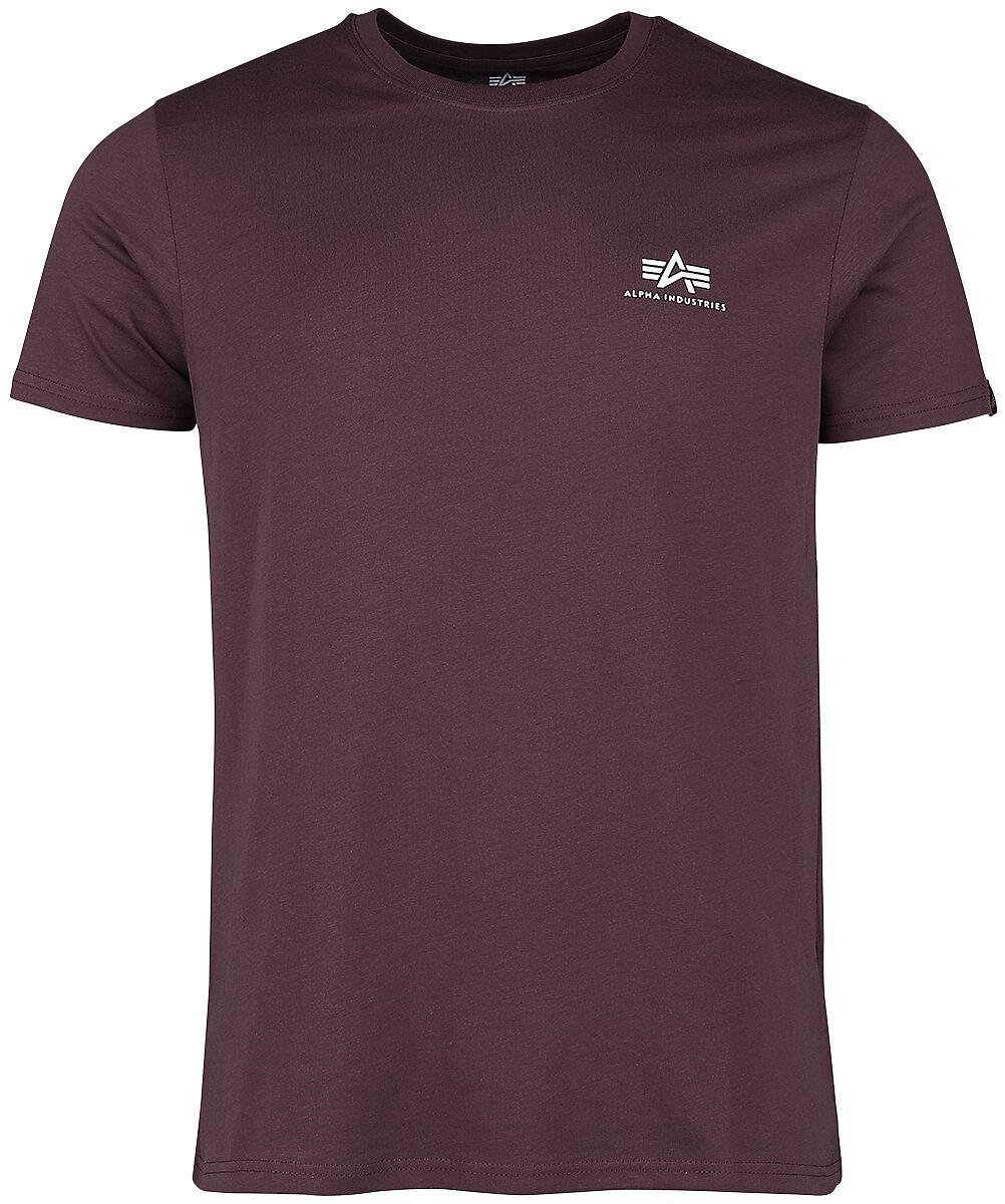 T-Shirt Manches courtes  de Alpha Industries - T-Shirt Basic - Petit Logo - S à XXL - pour Homme - bordeaux - alpha industries