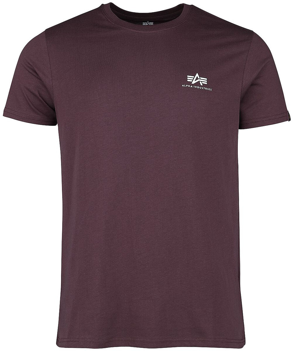 T-Shirt Manches courtes  de Alpha Industries - T-Shirt Basic - Petit Logo - S à XXL - pour Homme - bordeaux - alpha industries