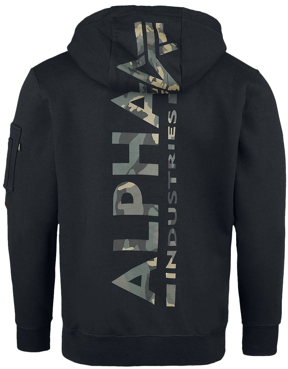 Sweat-shirt à capuche  de Alpha Industries - SWEAT À CAPUCHE CAMOUFLAGE IMPRIMÉ DOS - S à XXL - pour Homme - noir - alpha industries - View 2