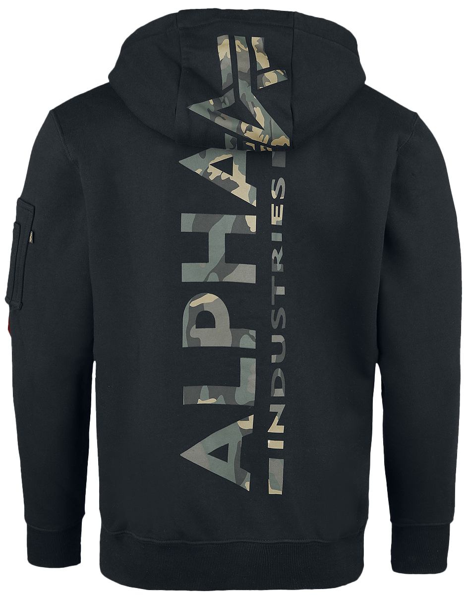 Sweat-shirt à capuche  de Alpha Industries - SWEAT À CAPUCHE CAMOUFLAGE IMPRIMÉ DOS - S à XXL - pour Homme - noir - alpha industries - View 2