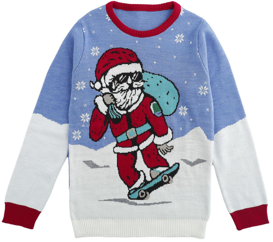 Sweat-Shirt Fun de Pull Moche De Noël - Skating Santa - 146 à 152 - pour filles & garçonse - multicolore - Pull Moche De Noël