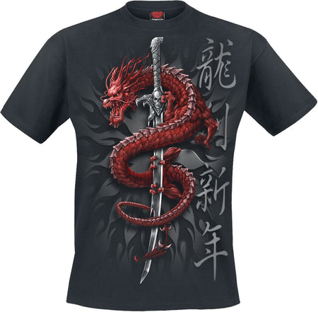 T-Shirt Manches courtes  de Spiral - Oriental Dragon - S à 4XL - pour Homme - noir - Spiral