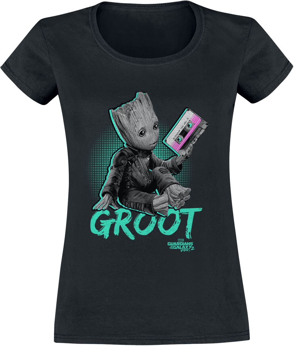 T-Shirt Manches courtes Disney de Les Gardiens De La Galaxie - Groot Néon - S à XXL - pour Femme - noir - Les Gardiens De La Galaxie