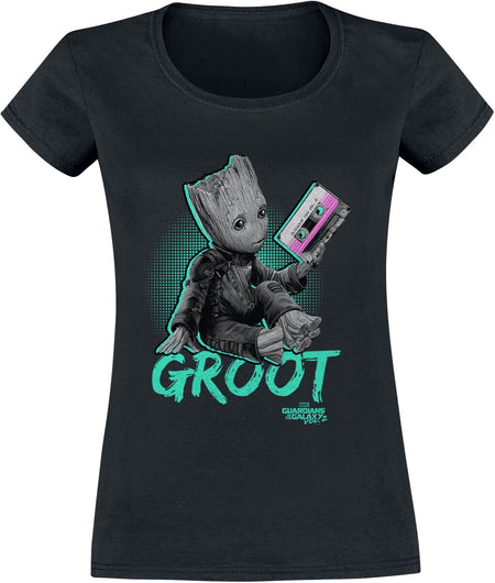 T-Shirt Manches courtes Disney de Les Gardiens De La Galaxie - Groot Néon - S à XXL - pour Femme - noir - Les Gardiens De La Galaxie