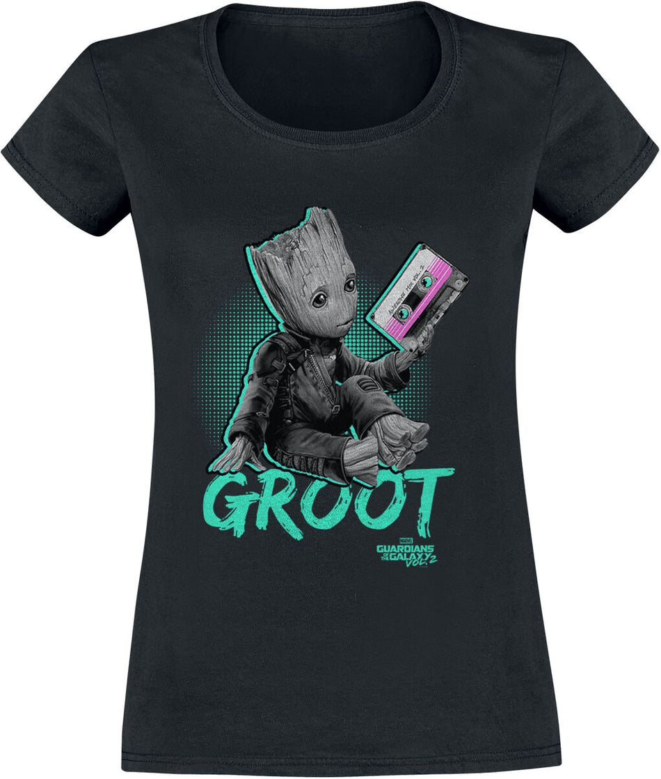 T-Shirt Manches courtes Disney de Les Gardiens De La Galaxie - Groot Néon - S à XXL - pour Femme - noir - Les Gardiens De La Galaxie