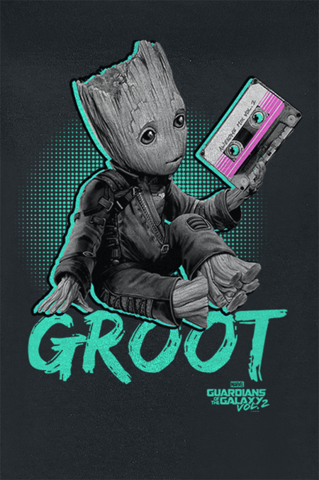 T-Shirt Manches courtes Disney de Les Gardiens De La Galaxie - Groot Néon - S à XXL - pour Femme - noir - Les Gardiens De La Galaxie - View 2