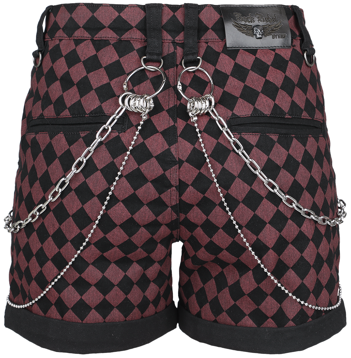 Short  de Rock Rebel by EMP - Checkerboard Shorts - 29 à 30 - pour Femme - rouge/noir - Rock Rebel by EMP - View 2