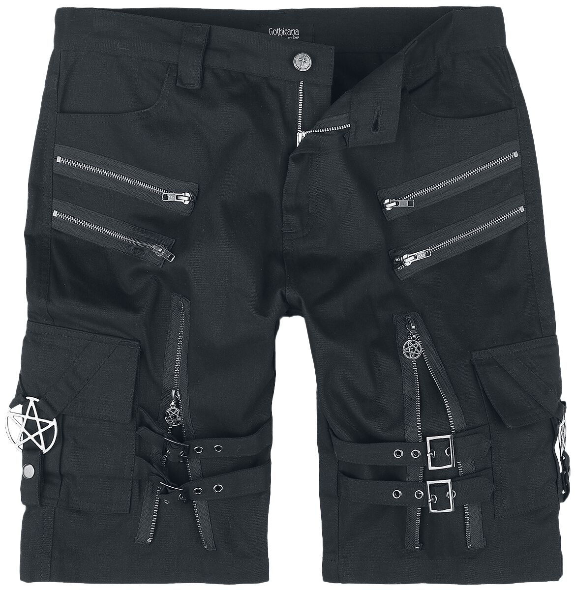 Short Gothic de Gothicana by EMP - Short avec sangles, boucles et fermetures Éclair - S à XXL - pour Homme - noir - Gothicana by EMP