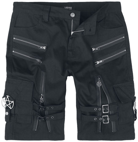 Short Gothic de Gothicana by EMP - Short avec sangles, boucles et fermetures Éclair - S à XXL - pour Homme - noir - Gothicana by EMP