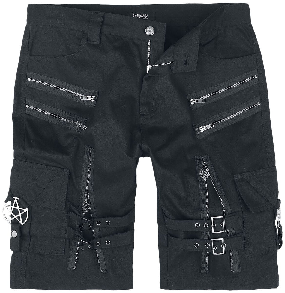 Short Gothic de Gothicana by EMP - Short avec sangles, boucles et fermetures Éclair - S à XXL - pour Homme - noir - Gothicana by EMP
