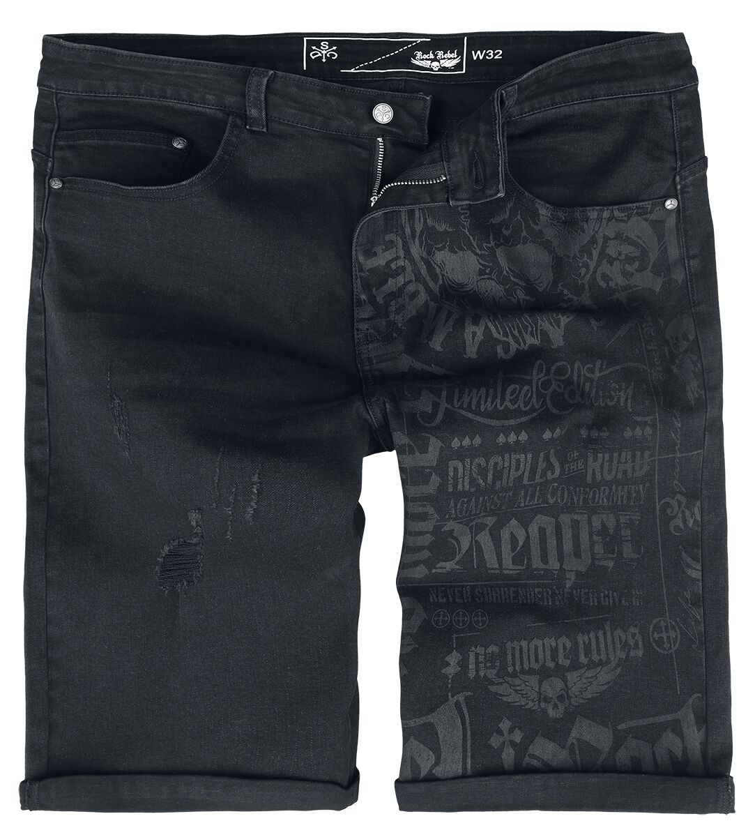 Short  de Rock Rebel by EMP - 31 à 33 - pour Homme - noir - Rock Rebel by EMP