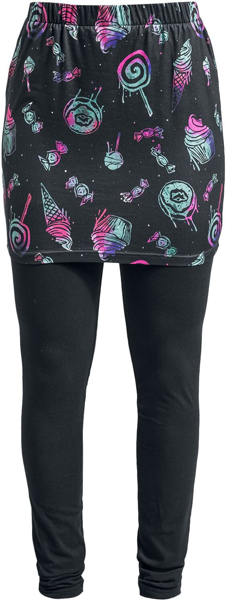 Legging  de Full Volume by EMP - Leggings avec jupe & imprimé bonbons - S à M - pour Femme - noir - Full Volume by EMP