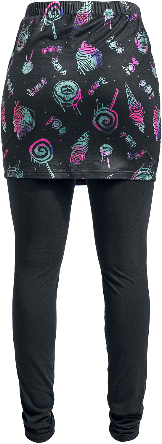 Legging  de Full Volume by EMP - Leggings avec jupe & imprimé bonbons - S à M - pour Femme - noir - Full Volume by EMP - View 2