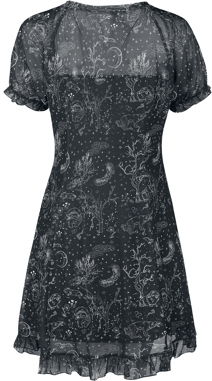 Robe courte Gothic de Jawbreaker - Robe Mesh Night Forest - XS à 4XL - pour Femme - noir/blanc - Jawbreaker - View 2