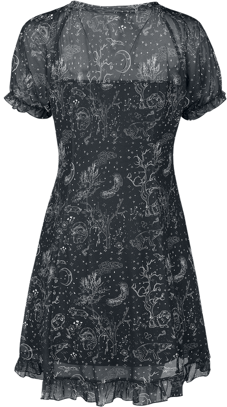 Robe courte Gothic de Jawbreaker - Robe Mesh Night Forest - XS à 4XL - pour Femme - noir/blanc - Jawbreaker - View 2