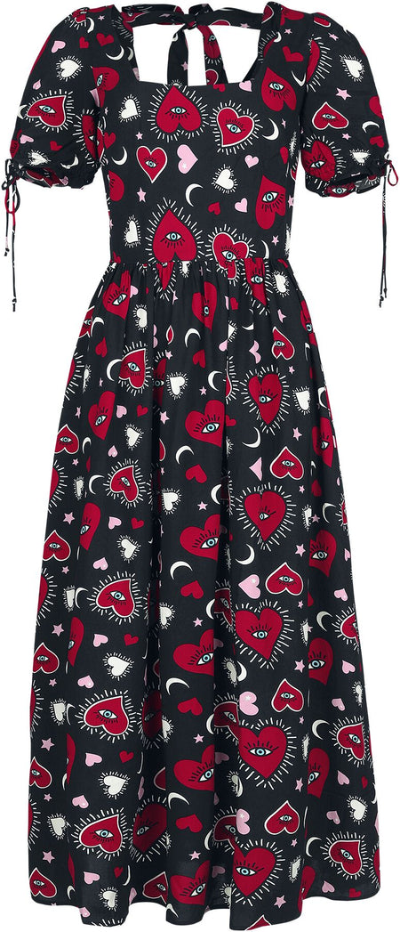 Robe longue  de Hell Bunny - Kate Heart - Robe - XS à 3XL - pour Femme - noir/rouge - hell bunny