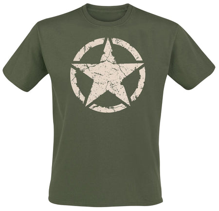 T-Shirt Manches courtes Rockabilly de Gasoline Bandit - Army Star - Olive - S à 3XL - pour Homme - olive - Gasoline Bandit