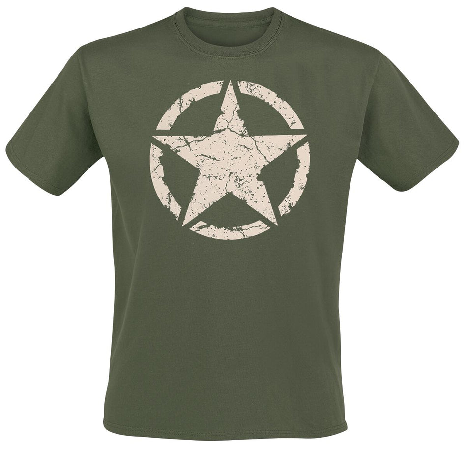 T-Shirt Manches courtes Rockabilly de Gasoline Bandit - Army Star - Olive - S à 3XL - pour Homme - olive - Gasoline Bandit