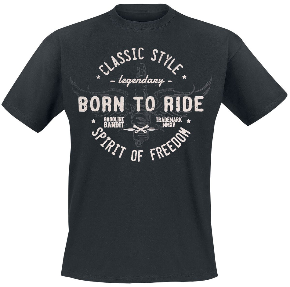 T-Shirt Manches courtes Rockabilly de Gasoline Bandit - Born To Ride - S à 4XL - pour Homme - noir - Gasoline Bandit