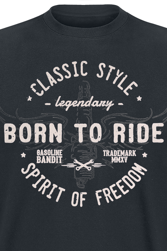 T-Shirt Manches courtes Rockabilly de Gasoline Bandit - Born To Ride - S à 4XL - pour Homme - noir - Gasoline Bandit - View 2
