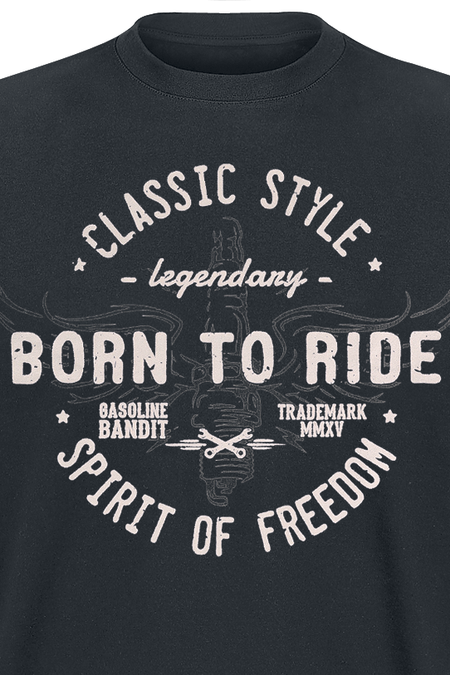 T-Shirt Manches courtes Rockabilly de Gasoline Bandit - Born To Ride - S à 4XL - pour Homme - noir - Gasoline Bandit - View 2