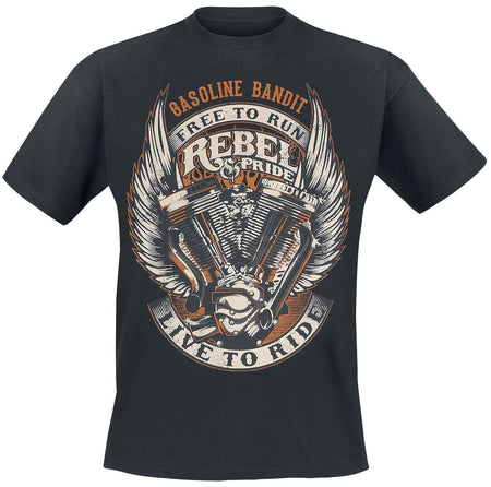T-Shirt Manches courtes Rockabilly de Gasoline Bandit - Rebel Pride - S à 4XL - pour Homme - noir - Gasoline Bandit