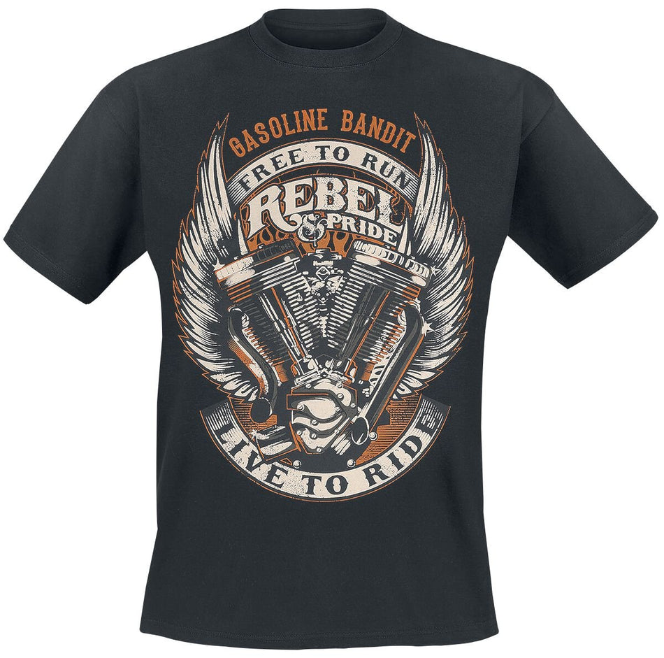 T-Shirt Manches courtes Rockabilly de Gasoline Bandit - Rebel Pride - S à 4XL - pour Homme - noir - Gasoline Bandit