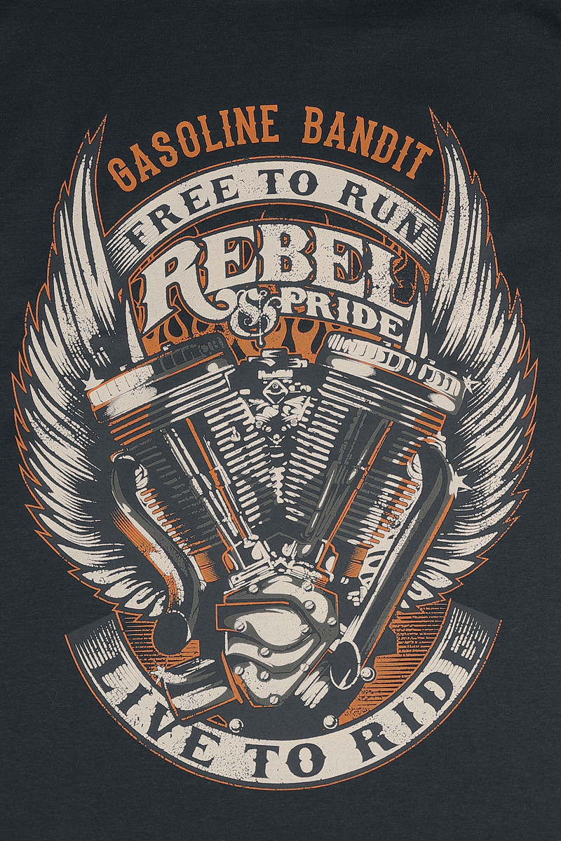 T-Shirt Manches courtes Rockabilly de Gasoline Bandit - Rebel Pride - S à 4XL - pour Homme - noir - Gasoline Bandit - View 2
